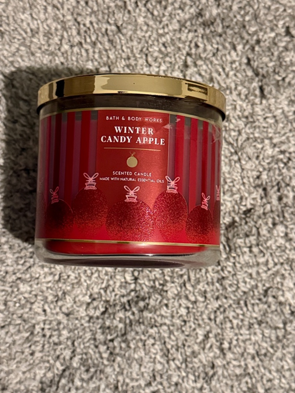 Bath & Body Works Winter Candy Apple Scented Candle - Red & Gold